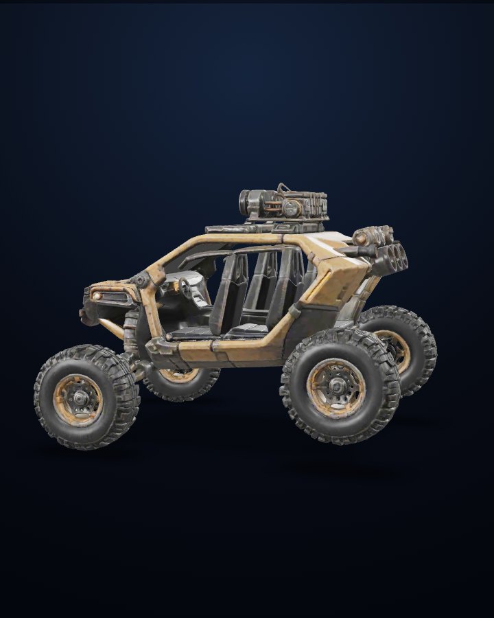 Dust Runner — Prism vehicle build, off-screen render